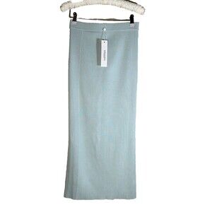 NWT Jonathan Simkhai Midi Skirt Ribbed Knit Archie Medium Salt Water Blue/Green